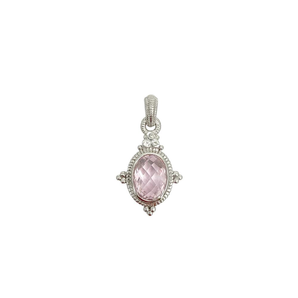 JUDITH RIPKA Sterling Silver Crystal Station Pendant Necklace with Pink CZ - Picture 5 of 8